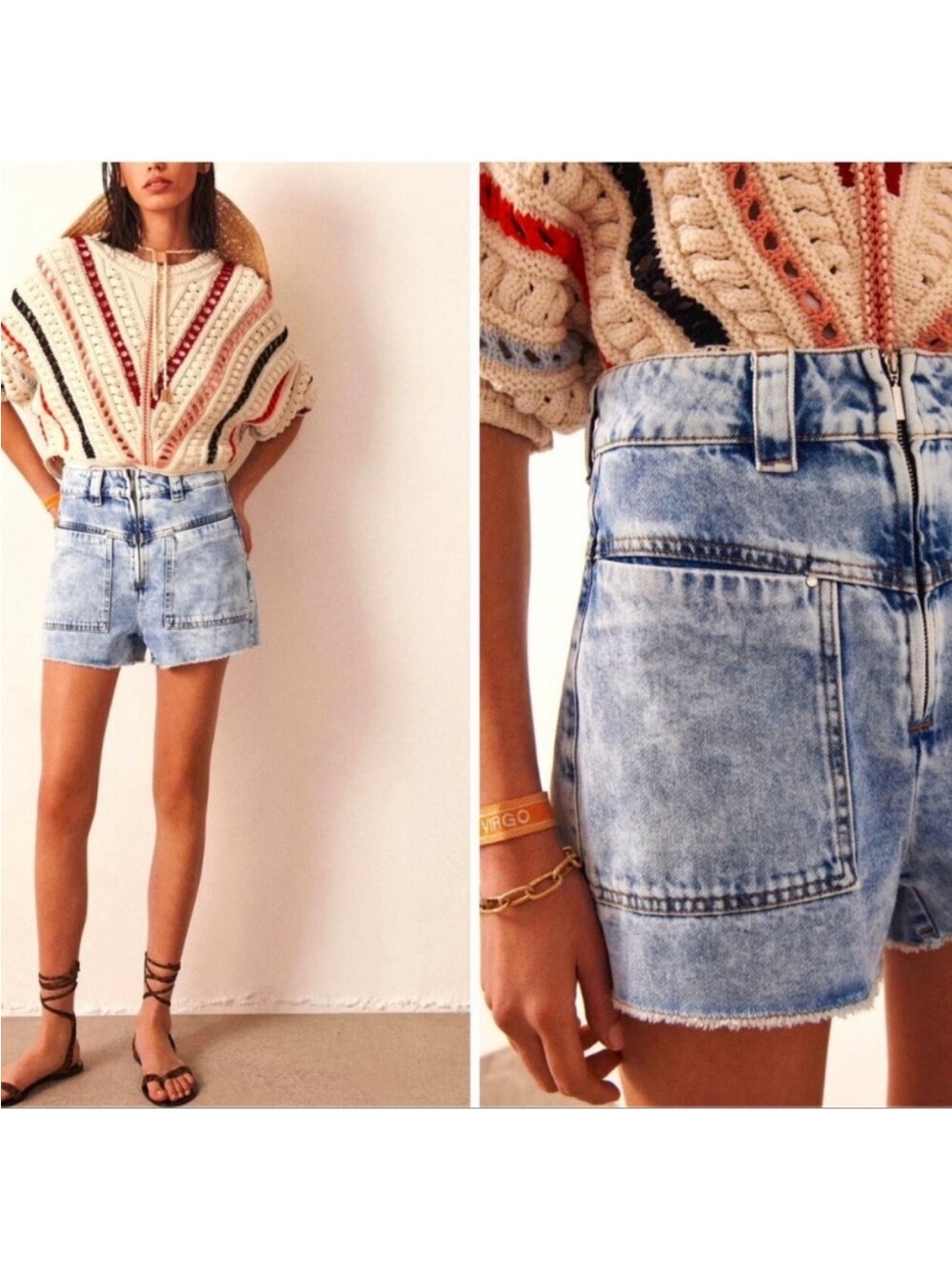 ba&sh David High Waist Shorts Acid Wash Size 1 (Small)
